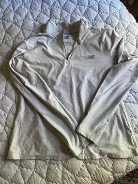 New Balance Heathered Beige Quarter-Zip Pullover